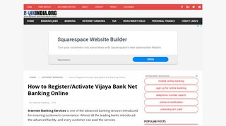 
                            10. How to Register/Activate Vijaya Bank Net Banking Online