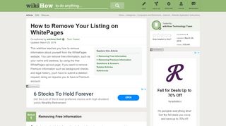 
                            1. How to Remove Your Listing on WhitePages - wikiHow