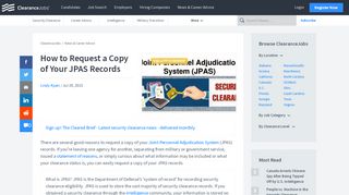 
                            6. How to Request a Copy of Your JPAS Records - ClearanceJobs