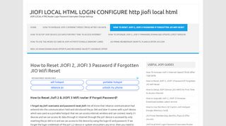 
                            8. How to Reset JIOFI 2, JIOFI 3 Password if Forgotten JIO …