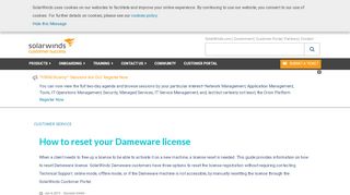 
                            2. How to reset your Dameware license - SolarWinds Success Center