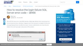 
                            9. How to resolve the login failure SQL Server error code – 18456