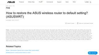 
                            2. How to restore the ASUS wireless router to default setting ...