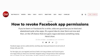 
                            1. How to revoke Facebook app permissions - CNET