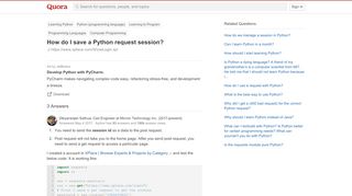 
                            10. How to save a Python request session - Quora