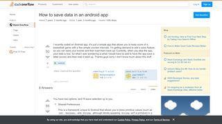 
                            1. How to save data in an android app - Stack Overflow