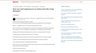 
                            4. How to sell medicines to an online store like (1mg) Netmeds - Quora