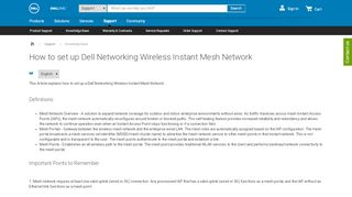 
                            8. How to set up Dell Networking Wireless Instant Mesh Network | Dell US