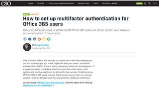 
                            8. How to set up multifactor authentication for Office 365 users | CSO ...