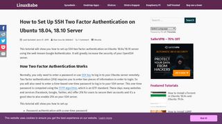 
                            3. How to Set Up SSH Two Factor Authentication on Ubuntu 18.04, 18.10 ...
