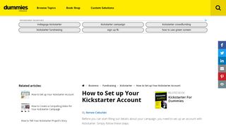 
                            5. How to Set up Your Kickstarter Account - dummies