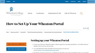 
                            1. How to Set Up Your Wheaton Portal - Wheaton College, IL