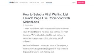 
                            4. How to Setup a Viral Waiting List Launch Page ... - KickoffLabs