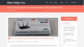 
                            3. How To Setup D-Link DIR-816 Wireless AC750 router ...