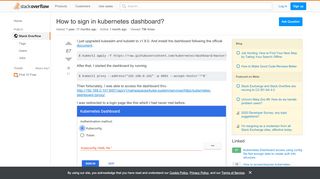 
                            1. How to sign in kubernetes dashboard? - Stack Overflow