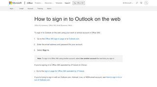 
                            2. How to sign in to Outlook on the web - Office Support