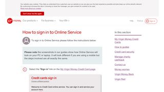 
                            7. How to sign in | Virgin Money Credit Cards | My Virgin Money