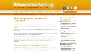 
                            1. How to sign on for Jobseeker’s Allowance - Relaunch Your ...