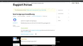 
                            3. how to sign up at mozilla.org | Firefox Support Forum ...