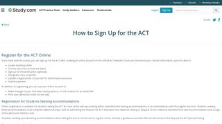 
                            7. How to Sign Up for the ACT - Study.com