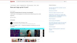 
                            2. How to sign up for V Live - Quora