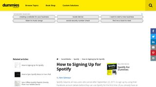 
                            11. How to Signing Up for Spotify - dummies