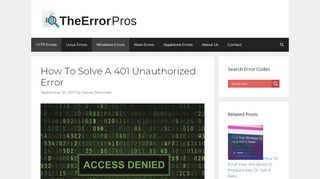 
                            11. How To Solve A 401 Unauthorized Error - The Error Code Pros