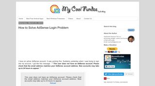 
                            9. How to Solve AdSense Login Problem - Mycoolfundas