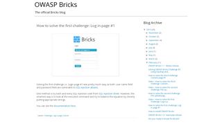 
                            6. How to solve the first challenge: Log in page #1 - OWASP Bricks
