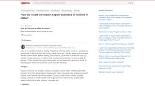 
                            2. How to start the import export business of clothes in India - Quora
