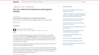 
                            6. How to switch from Facebook to email login for Spotify - Quora