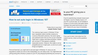 
                            5. How to switch on autologin on Win 10? - Auslogics