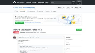 
                            1. How to test React.Portal · Issue #62 · testing-library/react-testing ...