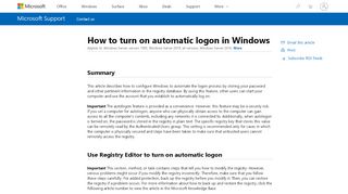 
                            1. How to turn on automatic logon in Windows - Microsoft Support