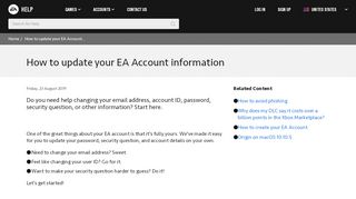 
                            10. How to update your EA Account information - EA Help