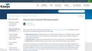 
                            4. How to use Customer Portal contacts – Kaseya Support Knowledgebase