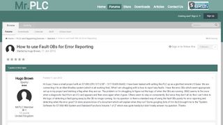 
                            9. How to use Fault OBs for Error Reporting - Siemens - Forums.MrPLC.com