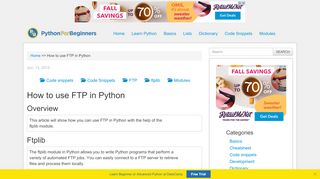 
                            1. How to use FTP in Python - pythonforbeginners.com