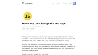 
                            6. How to Use Local Storage with JavaScript – Tania …