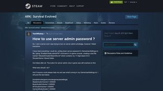 
                            1. How to use server admin password ? :: ARK: Survival ...