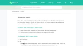 
                            4. How to use status - WhatsApp FAQ