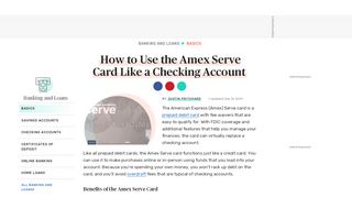 
                            7. How to Use the Amex Serve Card Like a Checking Account