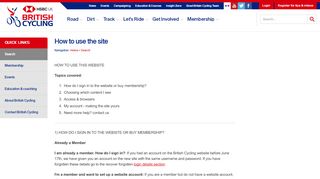 
                            4. How to use the site - British Cycling