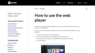 
                            8. How to use the web player - Spotify