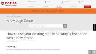 
                            4. How to use your existing Mobile Security ... - McAfee KB