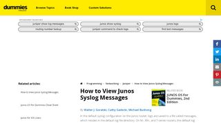 
                            4. How to View Junos Syslog Messages - dummies