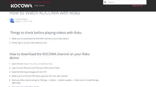 
                            3. How to Watch KOCOWA with Roku – KOCOWA Help Center