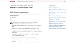 
                            1. How useful is multi cheque in India? - Quora