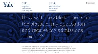 
                            2. How will I be able to check on the status of my ... - Yale Admissions