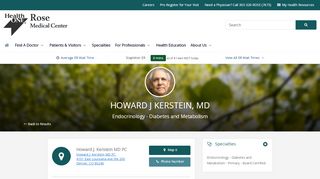 
                            5. Howard J Kerstein MD - Find a Doctor | Rose Medical Center